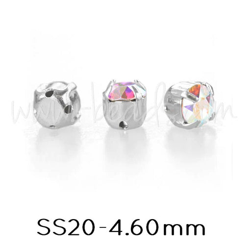 Kaufen Sie Perlen in der Schweiz Maxima montierte Chatons Preciosa Silver SS20-4,60 mm Crystal AB (20)
