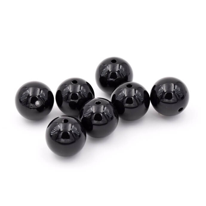 Runde schwarze Harzperle 20 mm - Loch: 2,2 mm (20)