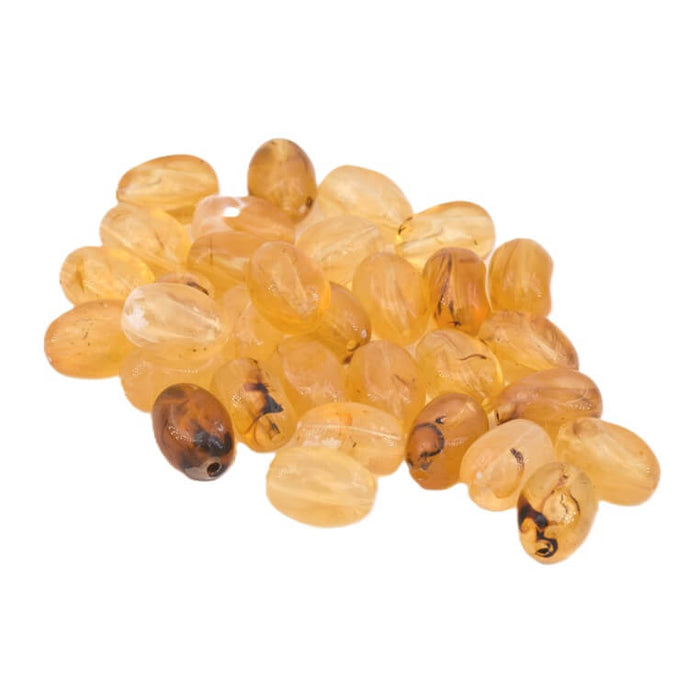 Perle ovales en résine brun ambre 14mm - Trou : 1.8mm (30)