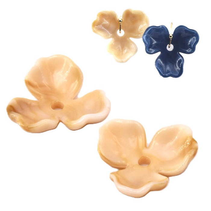 Perle fleur résine crème 25mm - Trou: 2mm (2)
