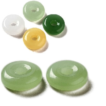 Kaufen Sie Perlen in der Schweiz Donut-Rondelle-Perle, hellgrünes Jadeimitat-Glas – 10 x 3,5 mm (4)