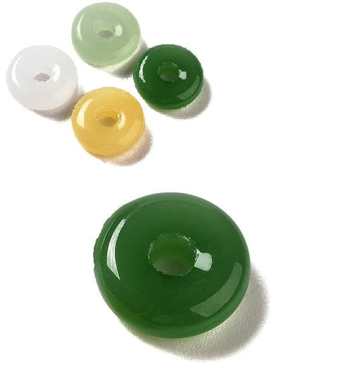 Kaufen Sie Perlen in der Schweiz Donut-Rondelle-Glasperle, dunkelgrün, Jadeimitat – 10 x 3,5 mm (4)