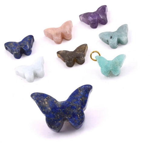 Kaufen Sie Perlen in der Schweiz Geschnitzter Schmetterlingsanhänger Lapislazuli 17 mm – Loch: 1 mm (1)