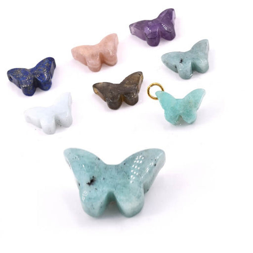 Kaufen Sie Perlen in der Schweiz Geschnitzter Schmetterlingsanhänger aus Amazonit – 17 x 16,5 mm – Loch: 1 mm (1)