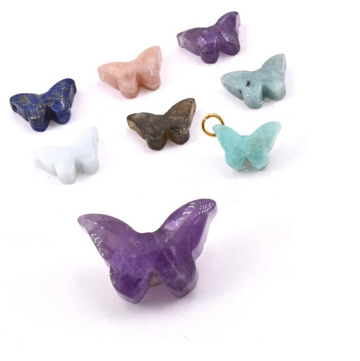 Kaufen Sie Perlen in der Schweiz Geschnitzter Schmetterlingsanhänger Amethyst – 17 x 16,5 mm – Loch: 1 mm (1)