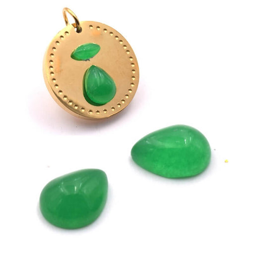 Kaufen Sie Perlen in der Schweiz Tropfen Cabochon Jade Grün getönt - 8mm (2)