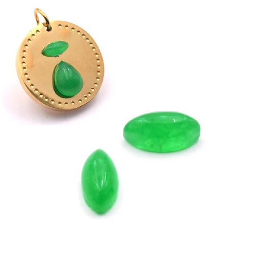 Kaufen Sie Perlen in der Schweiz Ovaler Augen Cabochon aus Jade grün getönt – 5.5 mm (2)