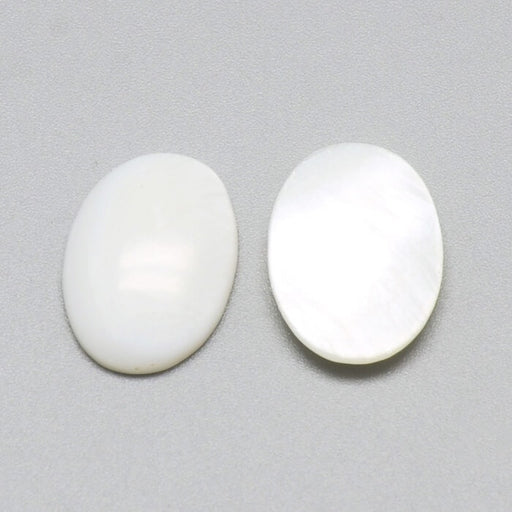 Kaufen Sie Perlen in der Schweiz Ovaler Cabochon weiße Muschel 18x13mm (1)
