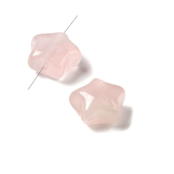 Perle étoile sculptée en Quartz rose 10mm - Trou: 1.2mm (2)