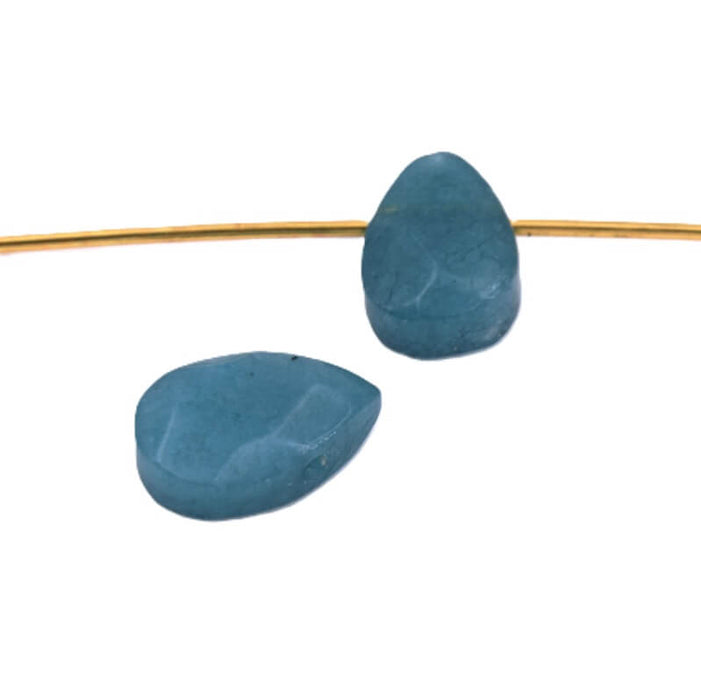 Jade-Tropfen-Anhänger facettiert. blaugrün getönt – 9–10 mm Loch: 0.8 mm (2)