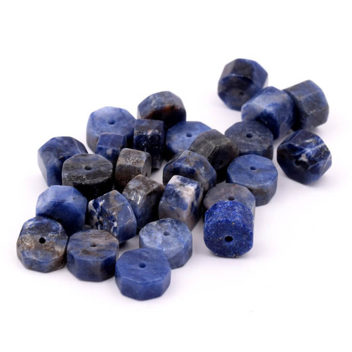 Perles rondelle octogone en sodalite 3-6x10mm - trou: 1.2mm (26)
