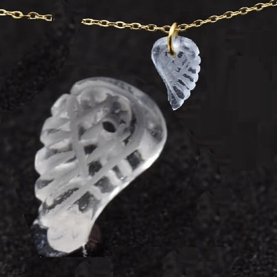 Pendentif aile en cristal de quartz 24x12mm - Trou: 1mm (1)