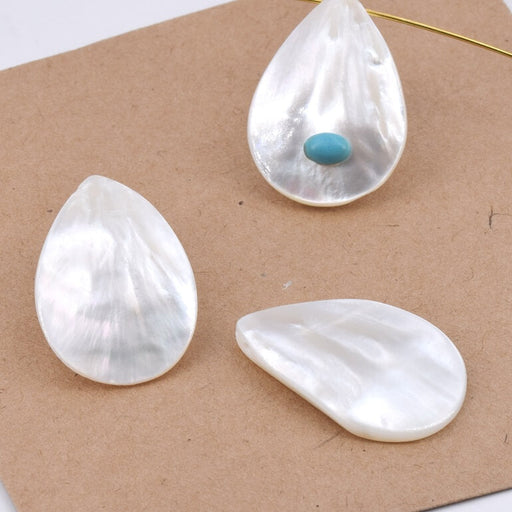 Kaufen Sie Perlen in der Schweiz Tropfenanhänger Muschel cremeweiß - 30x21mm (1)