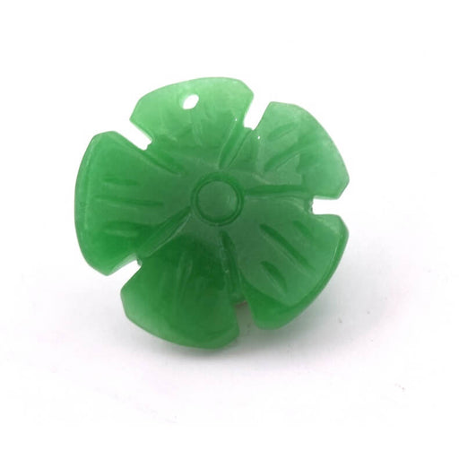 Kaufen Sie Perlen in der Schweiz Grüner Jade-Blumenanhänger 22 mm – Loch 2 mm (1)