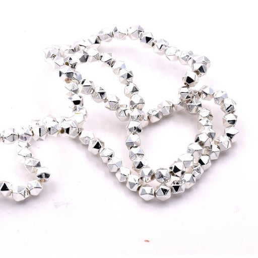 Kaufen Sie Perlen in der Schweiz Hämatit-Polygonperle - versilbert 3,5 mm (1 Strang - 39 cm)