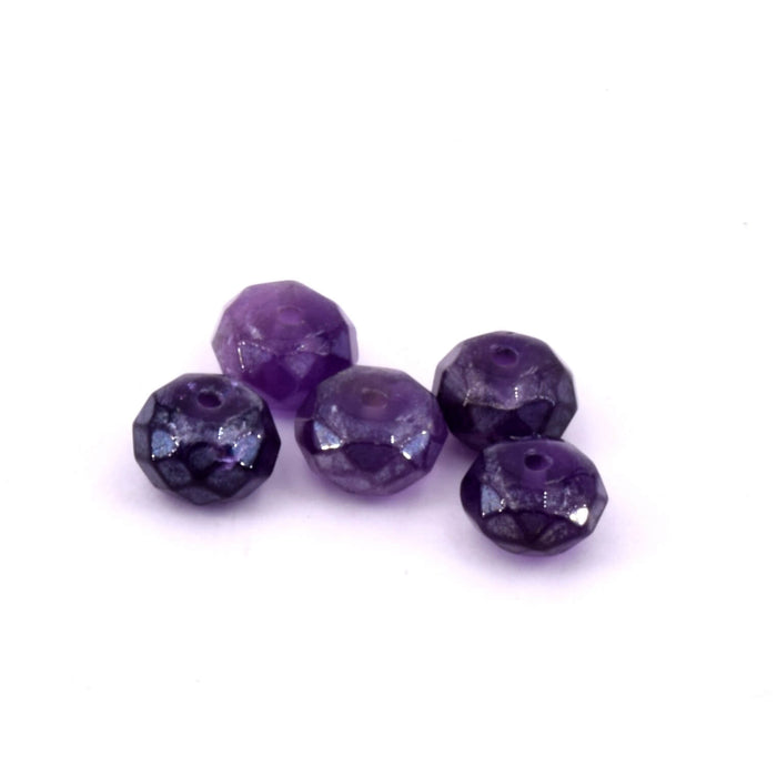 Amethyst facettierte Rondellperlen 6–7x 3.5 mm – Loch: 1 mm (5)