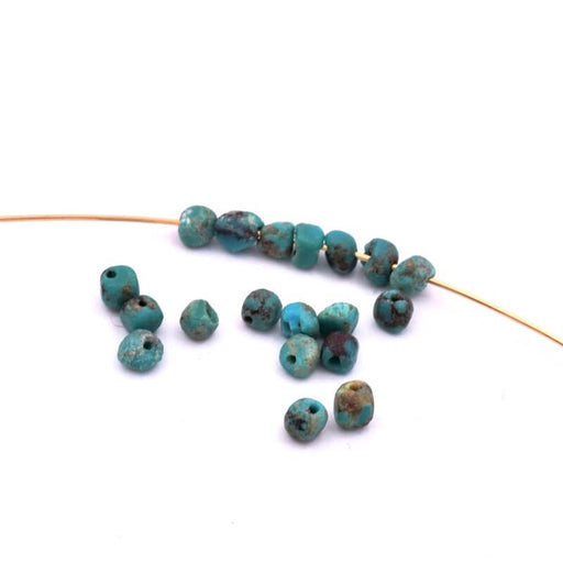 Kaufen Sie Perlen in der Schweiz Natürliche türkisfarbene Nugget-Würfelperlen 3,5 x 3,5 mm – Loch: 0,8 mm (20)