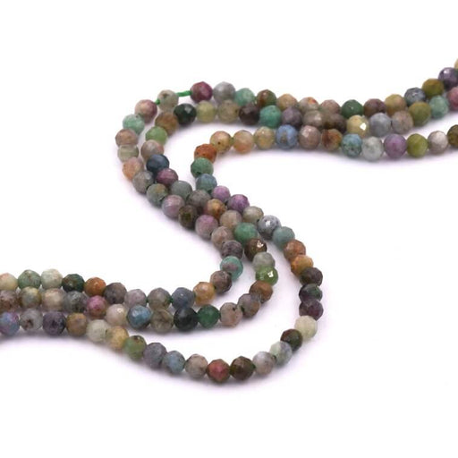 Kaufen Sie Perlen in der Schweiz Facettierte runde Perle Korund und Saphir 2,5 mm (1 Strang – 38 cm)