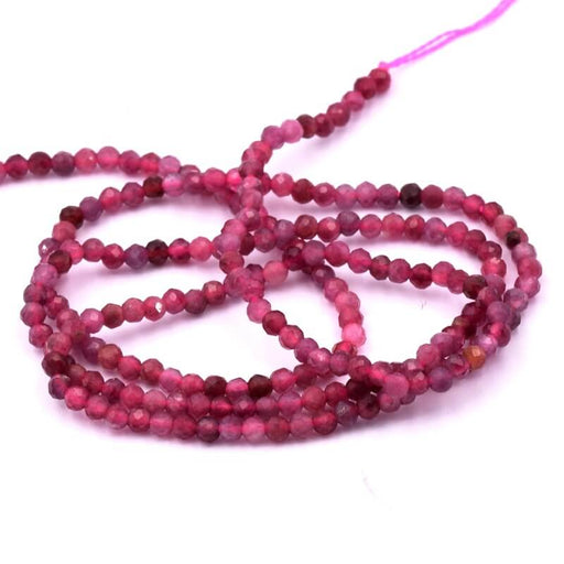 Kaufen Sie Perlen in der Schweiz Runde Perle facettierter Turmalin rosa 2-2,5mm (1 Strang-38cm)