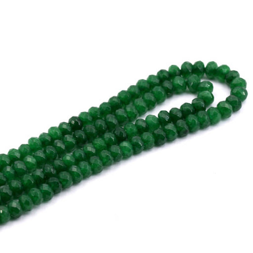 Kaufen Sie Perlen in der Schweiz Facettierte Rondelle-Perle aus grüner Jade, 5 x 3 mm (1 Strang – 35 cm)