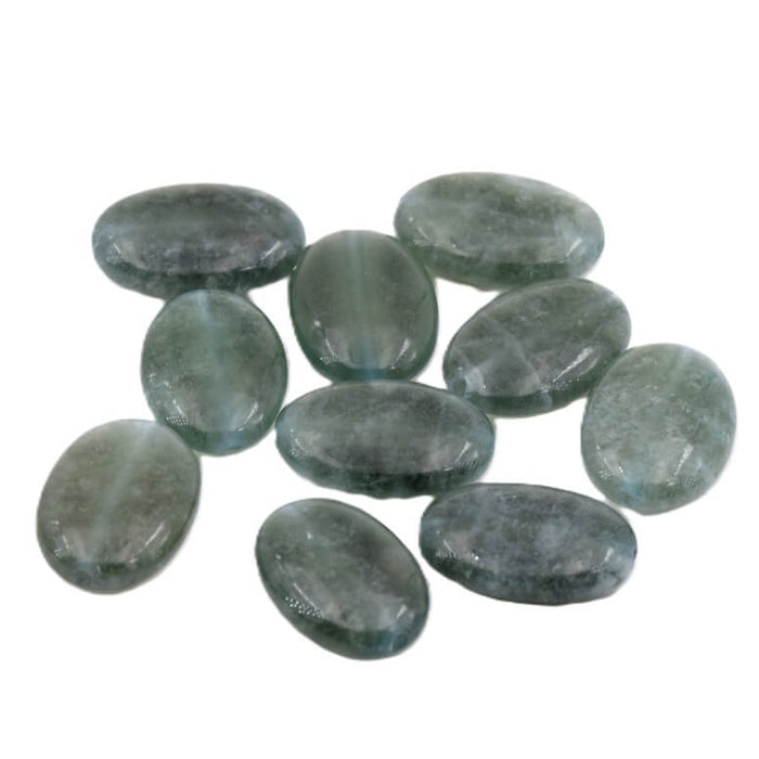 Perle ovale plate jade teinté gris vert 18-13mm - trou: 1mm (10)