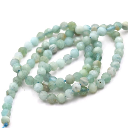 Kaufen Sie Perlen in der Schweiz Natürlicher grüner Jaspis, facettierte runde Perle, 4 mm (1 Strang – 38 cm)