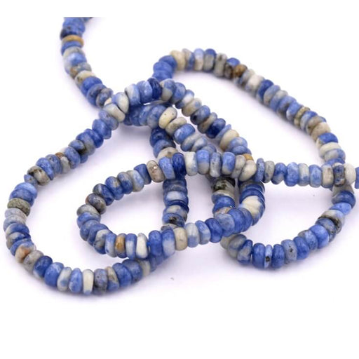 Kaufen Sie Perlen in der Schweiz Sodalith-Rondelle-Perle aus Brasilien, 4 x 2 mm – Loch: 0,8 mm (1 Strang – 38 cm)
