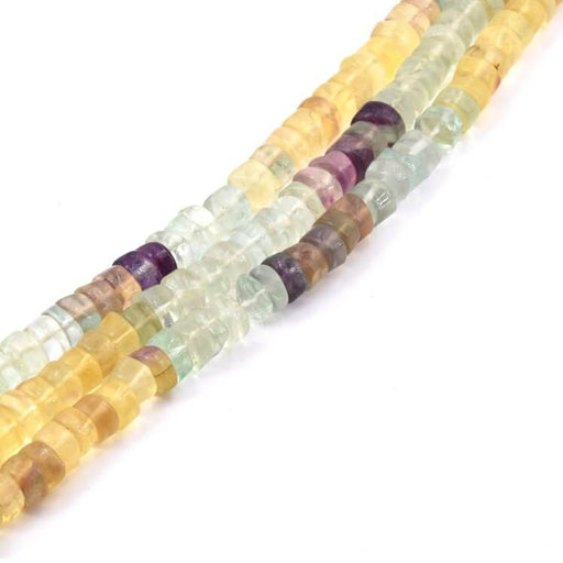 Kaufen Sie Perlen in der Schweiz Heishi Perlen aus Fluorit 6 x 4 mm – Loch: 0.5 mm (1 Strang – 38 cm)
