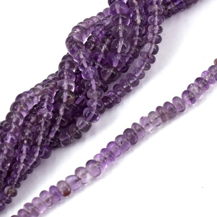 Amethyst Rondelle Perle 6-8x3-5mm - Loch: 0.5mm (1 Strang-30cm)