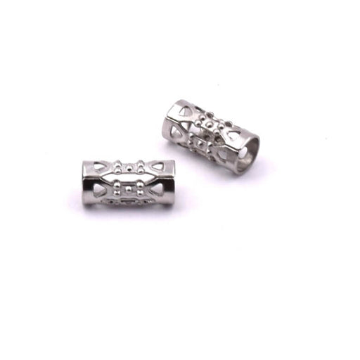 Kaufen Sie Perlen in der Schweiz Ethnische durchbrochene Stahlrohrperle 8x4mm - Loch: 2.5mm (2)