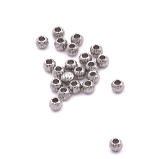 Kaufen Sie Perlen in der Schweiz Gestreifte Trennperle aus Edelstahl 3 x 2,5 mm – Loch: 1,2 mm (10)