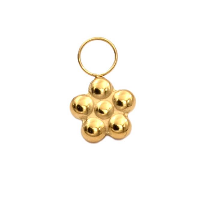 Pendentif breloque fleur acier inoxydable doré 7mm - Trou: 2.5mm (1)