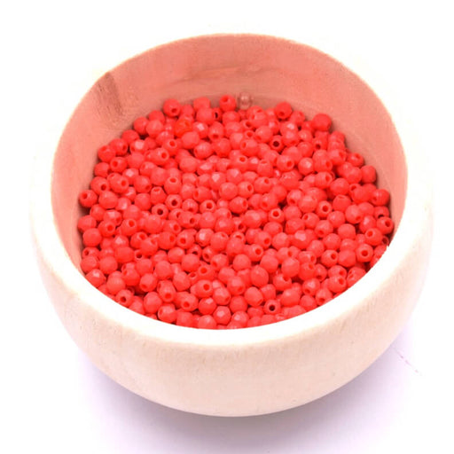 Kaufen Sie Perlen in der Schweiz Glasschliffperlen opaque rote Koralle, 2 mm (50)