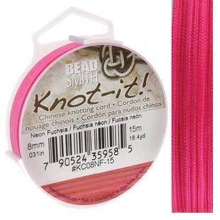 Kaufen Sie Perlen in der Schweiz Geflochtene Nylondrahtschnur – 0.8 mm – Neon-Fuchsia – 15m-Spule (1)