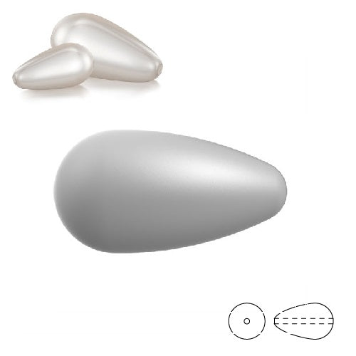 Kaufen Sie Perlen in der Schweiz Birnenförmige Preciosa Hellgraue Birnenperlen 15x8mm (3)