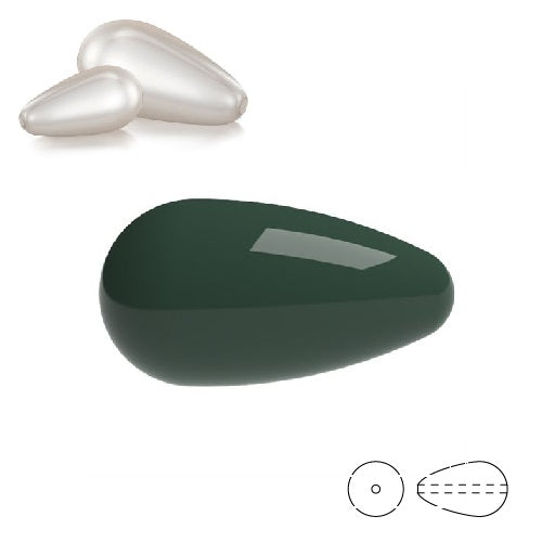 Kaufen Sie Perlen in der Schweiz Birnenförmige Preciosa Malachit lackierte Perlen 15x8mm (3)
