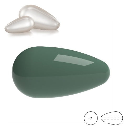 Achat Perles laqués poire Pearshape Preciosa Sage 15x8mm (3)