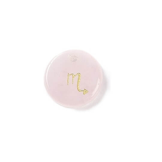 Pendentif quartz rose 12mm signe astrologique Scorpion - Trou: 1mm (1)