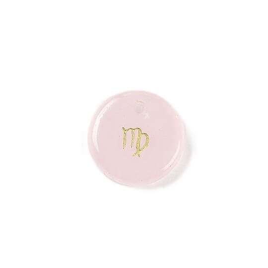 Pendentif quartz rose 12mm signe astrologique Vierge - Trou: 1mm (1)
