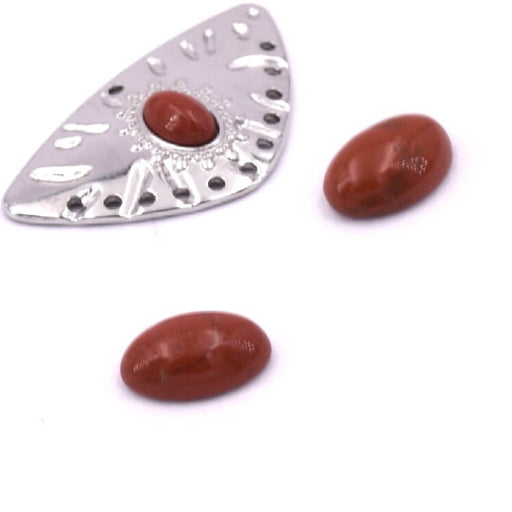 Kaufen Sie Perlen in der Schweiz Natürlicher ovaler Cabochon aus rotem Jaspis 6x4mm (2)