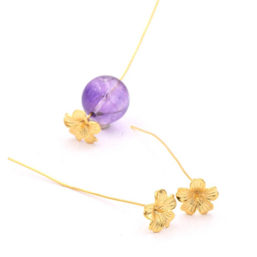 Kaufen Sie Perlen in der Schweiz Nietstifte Hibiskusblüte Goldenes Messing - 48 mm (2)