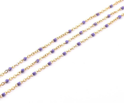Kaufen Sie Perlen in der Schweiz Edelstahl Feinkette gold mit Lila Lila Emaille 1,5x0,5mm (50cm)