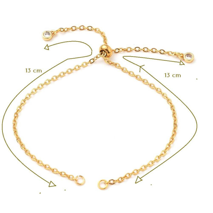 Kette für verstellbares Armband Rolo Mesh - Edelstahl Gold 2x13cm (1)