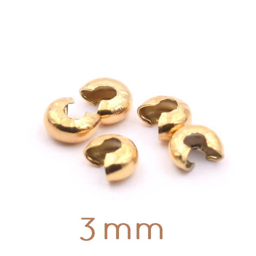 Kaufen Sie Perlen in der Schweiz Quetschperlenabdeckungen Edelstahl goldfarben 3x2,5mm (5)