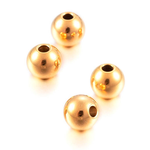 Kaufen Sie Perlen in der Schweiz Runde Perlen GOLD Edelstahl - 5 mm - Loch: 1,2 mm (20)