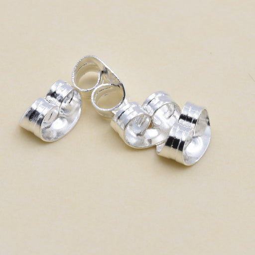 Kaufen Sie Perlen in der Schweiz Ohrring-Verschlüsse - Edelstahl Silberfarbe - 6 mm (4)