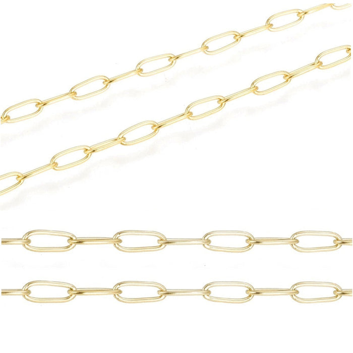 Chaine en Acier Inoxydable doré Or Maille fine Trombone 5x2mm (50cm)