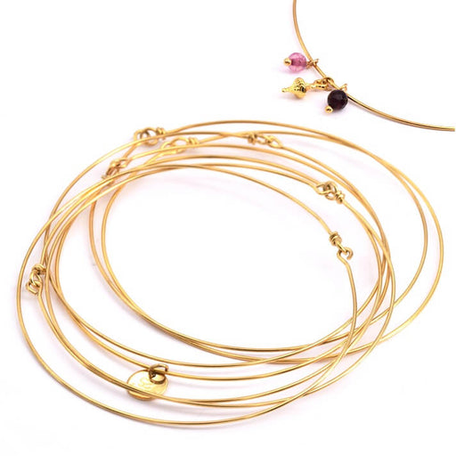 Kaufen Sie Perlen in der Schweiz Armreif Dünner goldener Edelstahl - 65 mm x 0,8 mm (1 Satz von 7)