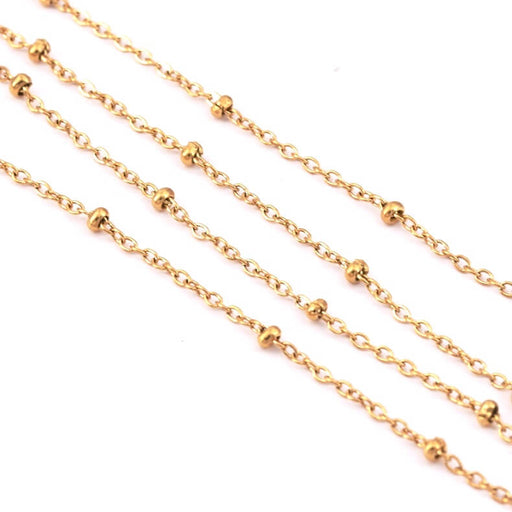 Kaufen Sie Perlen in der Schweiz Kette Satellit Stahl GOLD - 1,5 mm Perlen 2 mm (50 cm)
