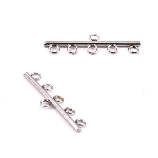 Kaufen Sie Perlen in der Schweiz Endkappenverschluss 5-reihig Edelstahl 27 x 7,5 mm (2)